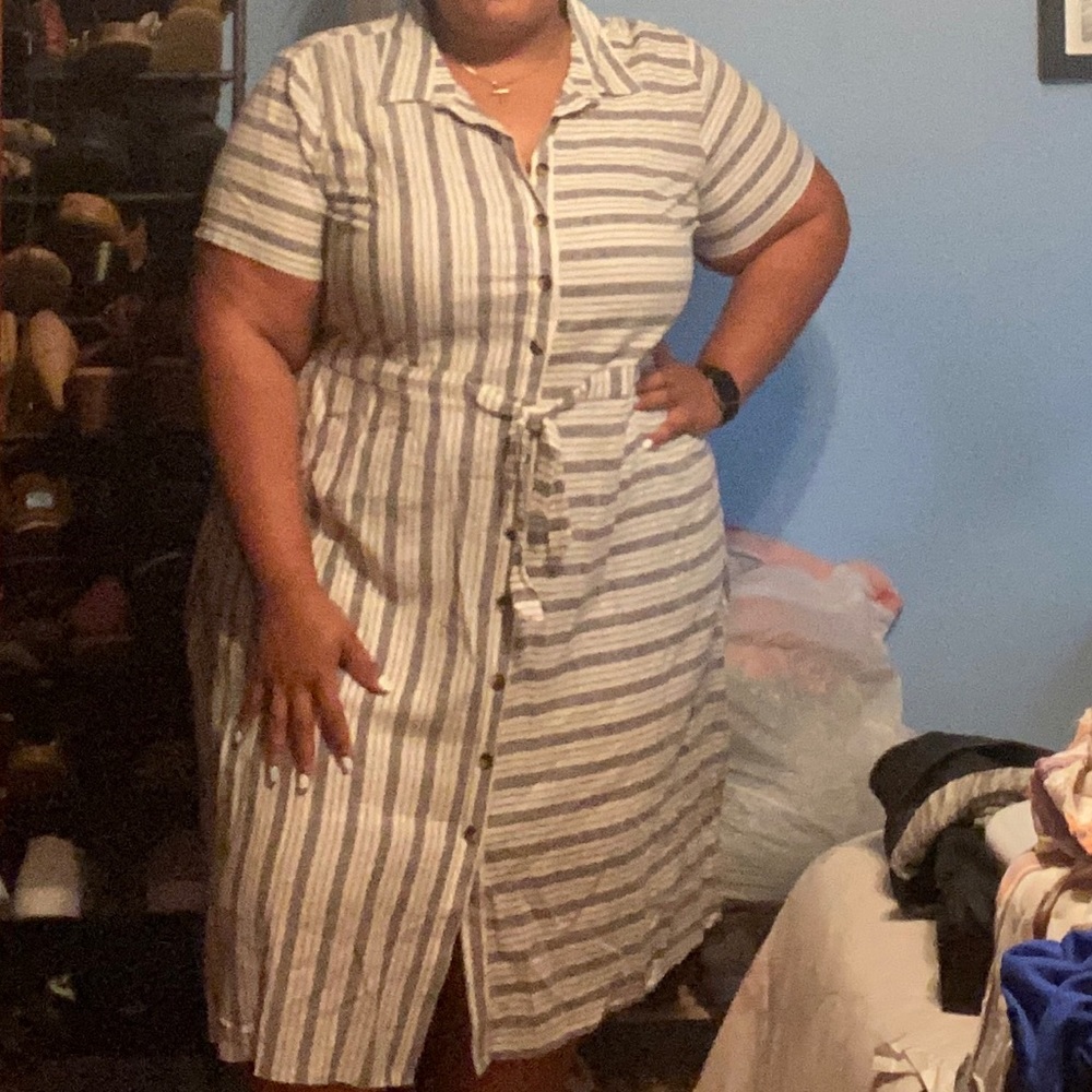 Striped Linen Lane Bryant Casual Dress - Size 24